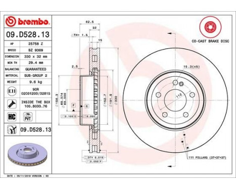 Brake Disc CO-CAST DISCS LINE 09.D528.13 Brembo, Image 2