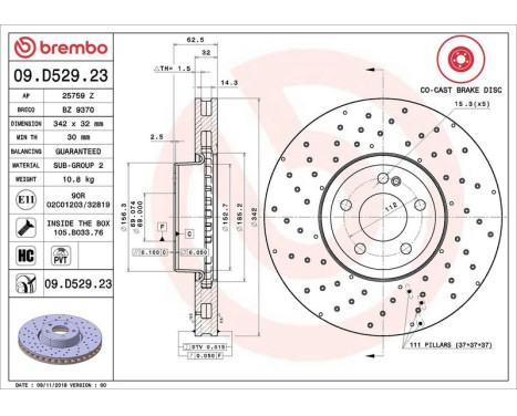 Brake Disc CO-CAST DISCS LINE 09.D529.23 Brembo, Image 2