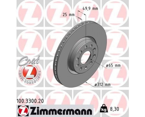 Brake Disc COAT Z 100.3300.20 Zimmermann, Image 2