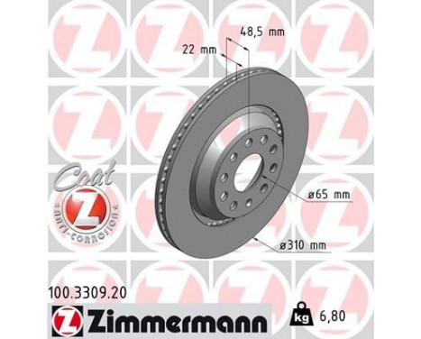 Brake Disc COAT Z 100.3309.20 Zimmermann