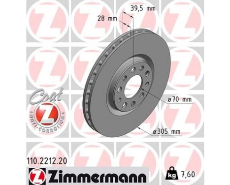 Brake Disc COAT Z 110.2212.20 Zimmermann