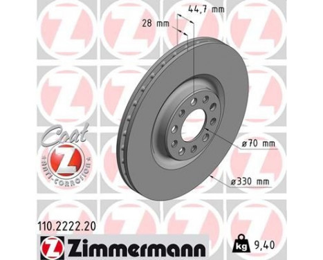 Brake Disc COAT Z 110.2222.20 Zimmermann, Image 2