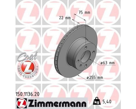 Brake Disc COAT Z 150.1136.20 Zimmermann