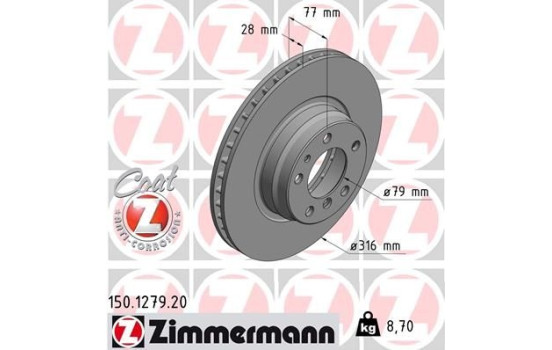 Brake Disc COAT Z 150.1279.20 Zimmermann