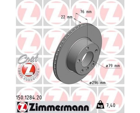 Brake Disc COAT Z 150.1284.20 Zimmermann, Image 2