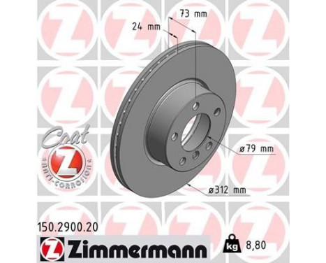 Brake Disc COAT Z 150.2900.20 Zimmermann
