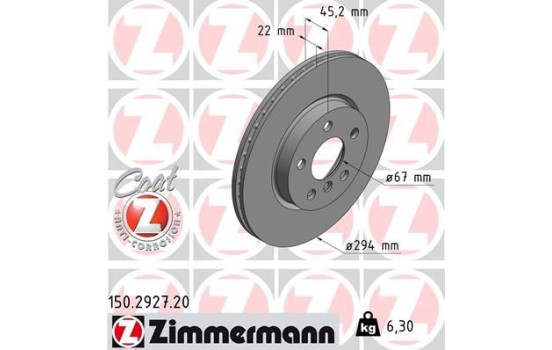 Brake Disc COAT Z 150.2927.20 Zimmermann