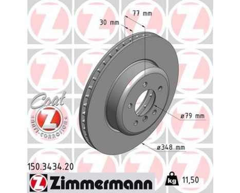Brake Disc COAT Z 150.3434.20 Zimmermann, Image 2