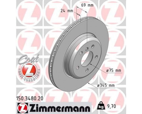Brake Disc COAT Z 150.3480.20 Zimmermann, Image 2