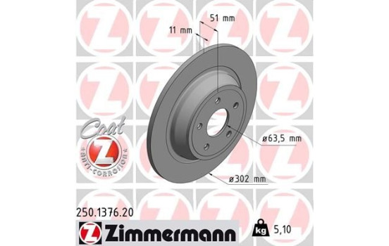 Brake Disc COAT Z 250.1376.20 Zimmermann