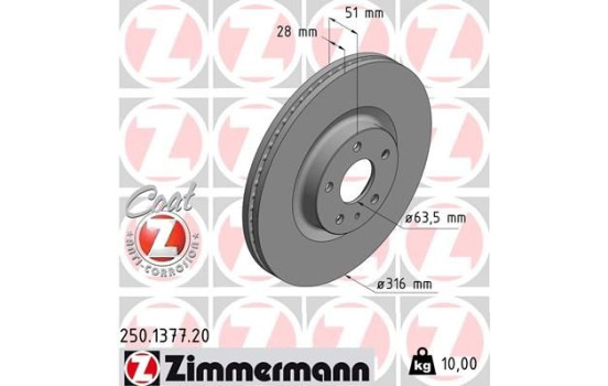 Brake Disc COAT Z 250.1377.20 Zimmermann