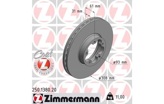 Brake Disc COAT Z 250.1380.20 Zimmermann