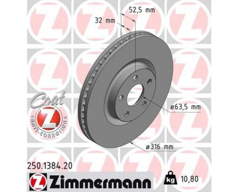 Brake Disc COAT Z 250.1384.20 Zimmermann