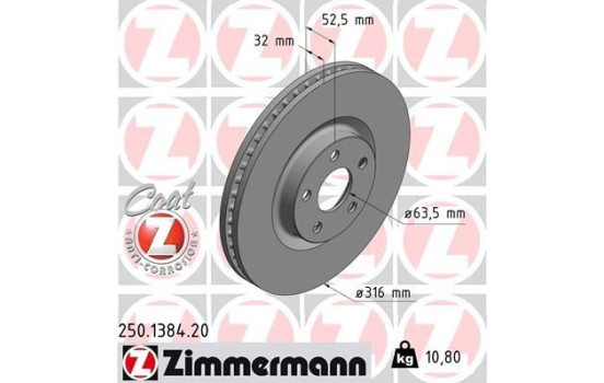 Brake Disc COAT Z 250.1384.20 Zimmermann