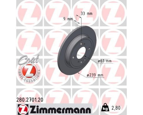 Brake disc COAT Z 280.2701.20 Zimmermann