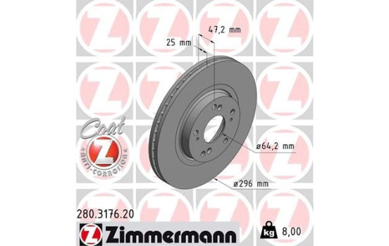 Brake Disc COAT Z 280.3176.20 Zimmermann