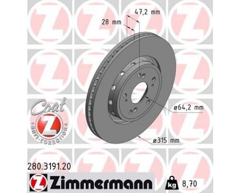 Brake Disc COAT Z 280.3191.20 Zimmermann