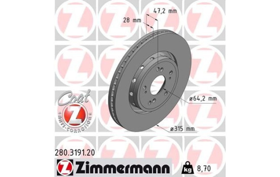 Brake Disc COAT Z 280.3191.20 Zimmermann