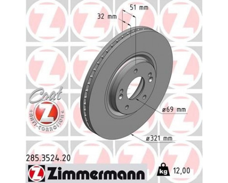 Brake Disc COAT Z 285.3524.20 Zimmermann