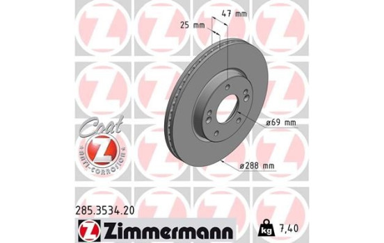 Brake Disc COAT Z 285.3534.20 Zimmermann