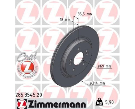 Brake disc COAT Z 285.3545.20 Zimmermann