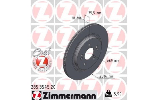 Brake disc COAT Z 285.3545.20 Zimmermann