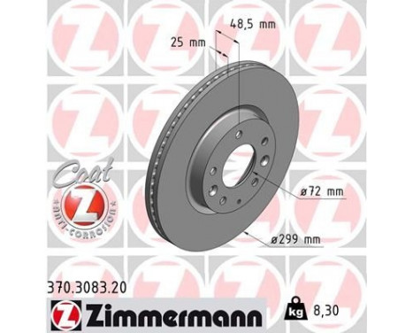 Brake Disc COAT Z 370.3083.20 Zimmermann, Image 2