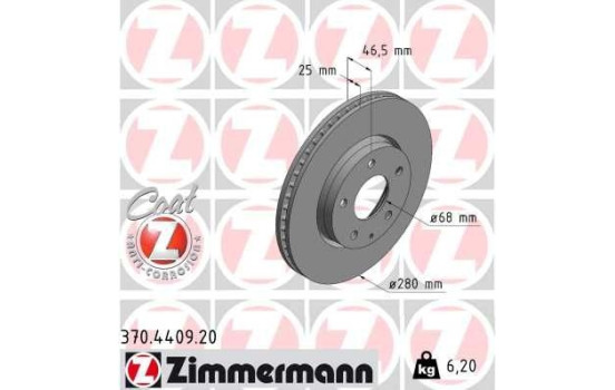 Brake disc COAT Z 370.4409.20 Zimmermann