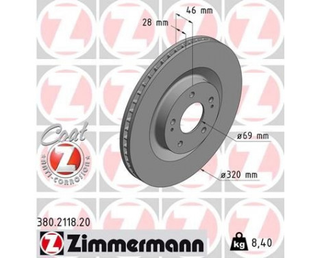 Brake Disc COAT Z 380.2118.20 Zimmermann