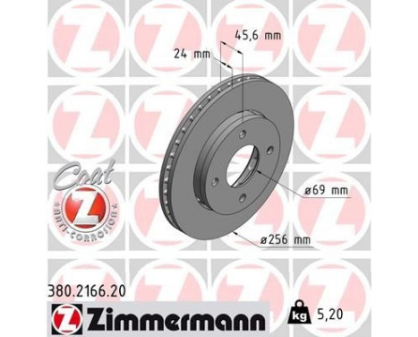 Brake Disc COAT Z 380.2166.20 Zimmermann