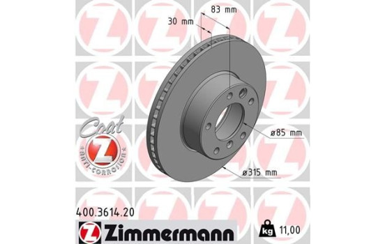 Brake Disc COAT Z 400.3614.20 Zimmermann