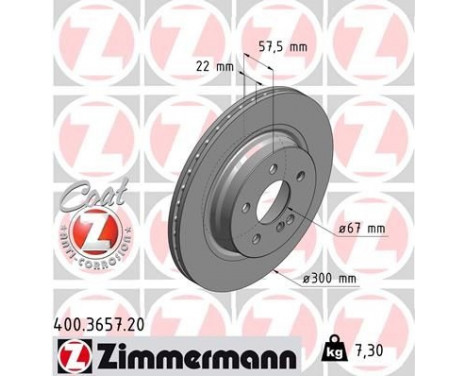 Brake Disc COAT Z 400.3657.20 Zimmermann, Image 2