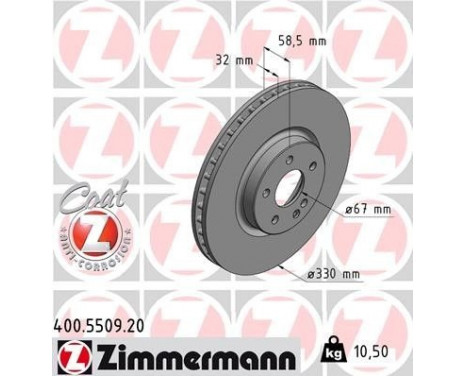 Brake Disc COAT Z 400.5509.20 Zimmermann, Image 2