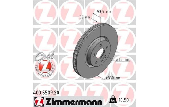 Brake Disc COAT Z 400.5509.20 Zimmermann, Image 2