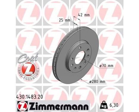 Brake Disc COAT Z 430.1483.20 Zimmermann