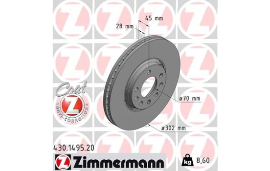 Brake Disc COAT Z 430.1495.20 Zimmermann
