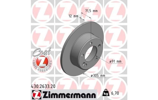 Brake Disc COAT Z 430.2633.20 Zimmermann