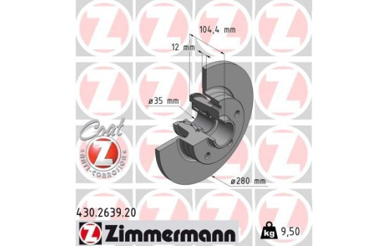 Brake disc COAT Z 430.2639.20 Zimmermann