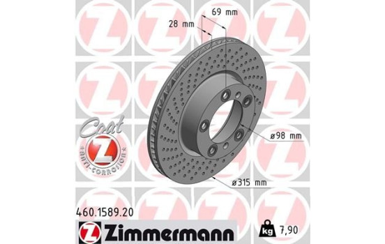 Brake Disc COAT Z 460.1589.20 Zimmermann