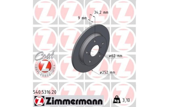 Brake disc COAT Z 540.5316.20 Zimmermann
