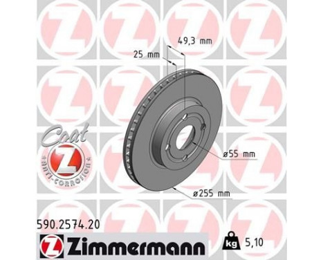Brake Disc COAT Z 590.2574.20 Zimmermann, Image 2