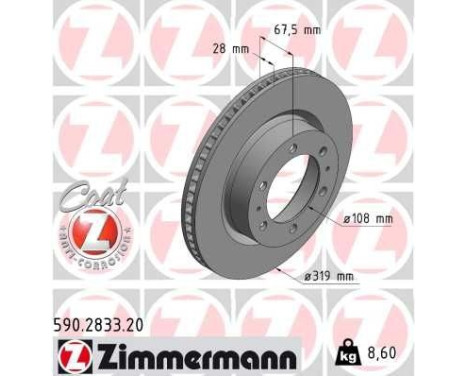 Brake disc COAT Z 590.2833.20 Zimmermann