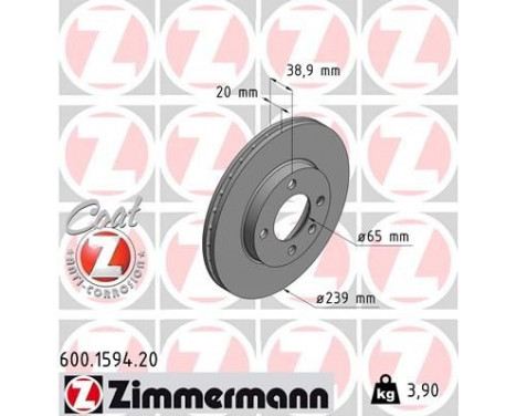 Brake Disc COAT Z 600.1594.20 Zimmermann
