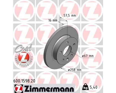 Brake Disc COAT Z 600.1598.20 Zimmermann