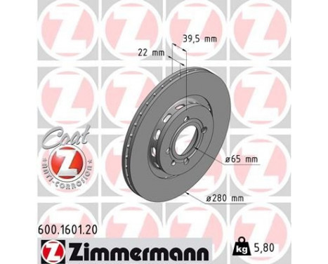 Brake Disc COAT Z 600.1601.20 Zimmermann