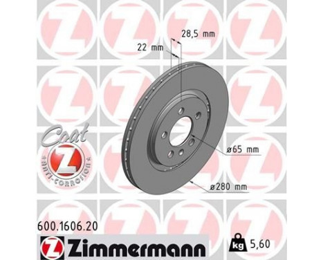 Brake Disc COAT Z 600.1606.20 Zimmermann