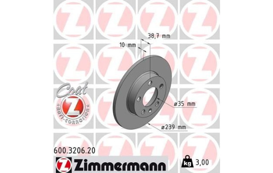 Brake Disc COAT Z 600.3206.20 Zimmermann
