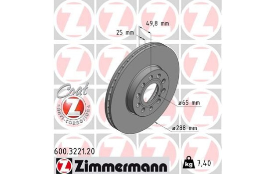 Brake Disc COAT Z 600.3221.20 Zimmermann, Image 2