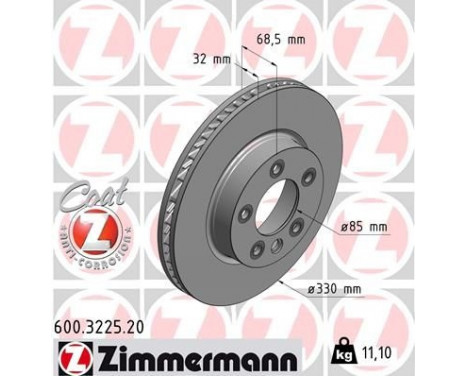 Brake Disc COAT Z 600.3225.20 Zimmermann, Image 2