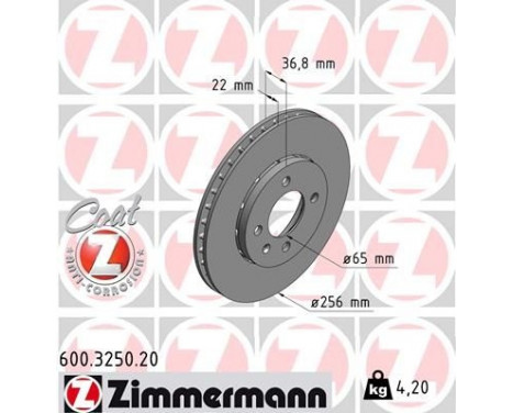 Brake Disc COAT Z 600.3250.20 Zimmermann, Image 2